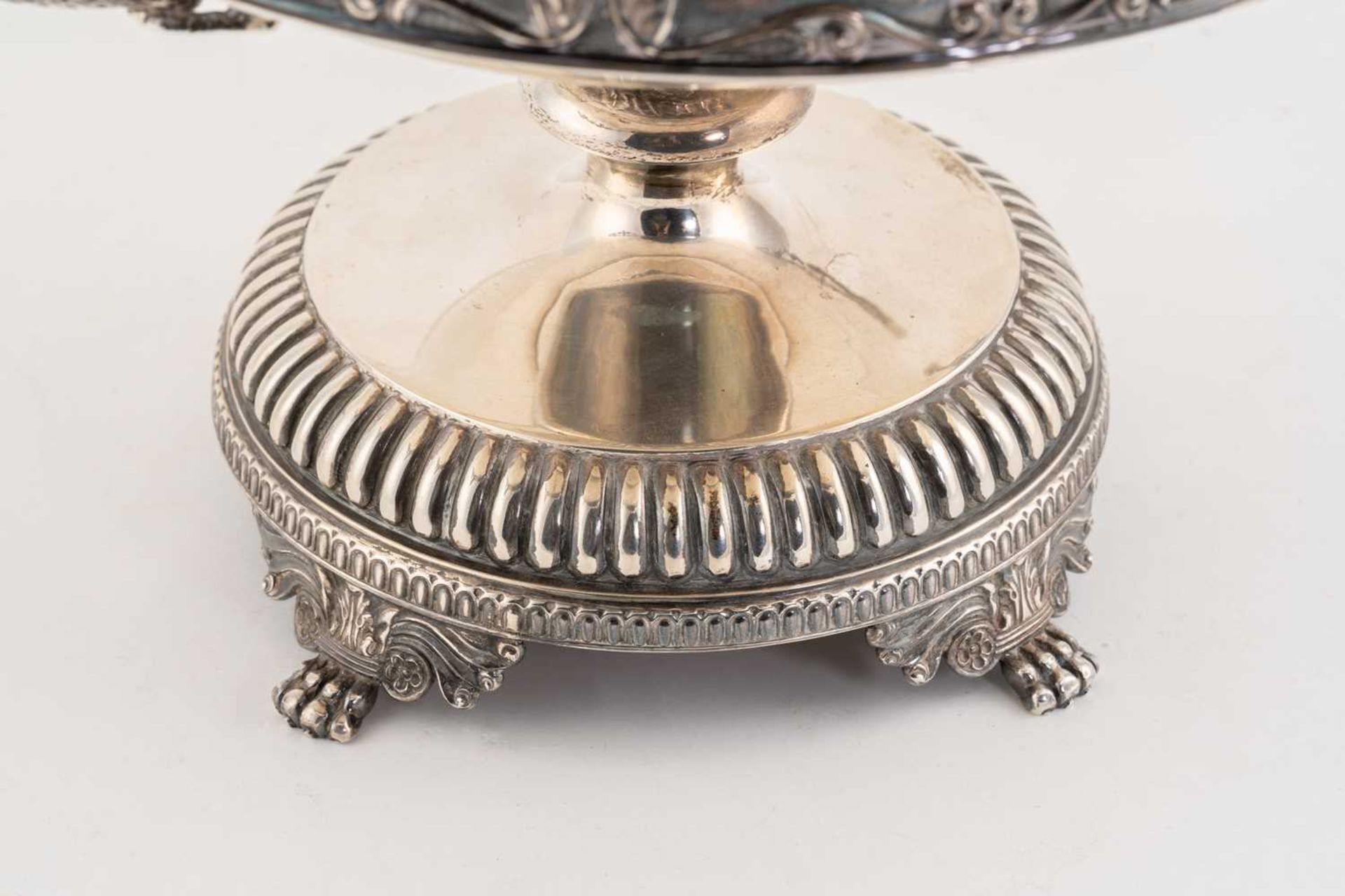 A large George V silver pedestal bowl, Sheffield 1933 by James Dixon & Sons, the twin-handles formed - Image 10 of 14