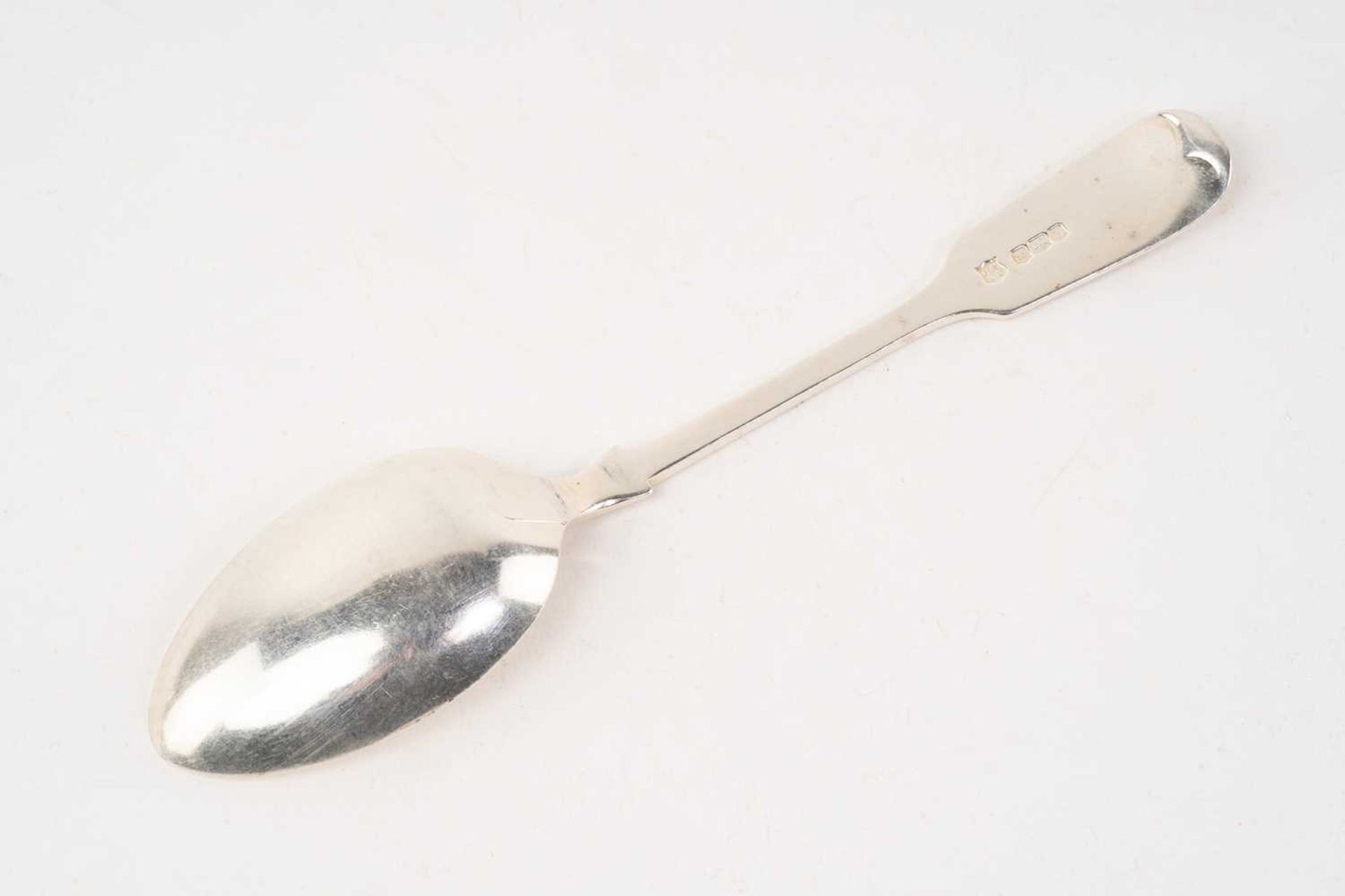 A part canteen of silver fiddle pattern flatware, some with crests engraved to terminals. Mixed - Image 10 of 13