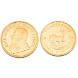 A 1oz 22ct gold South Africa Krugerrand, 1974Both sides with small edge knocks. Obv: light surface