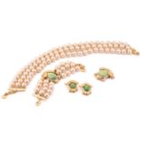 Valentino - a novelty frog costume jewellery suite consisting of a choker, bracelet, brooch and a