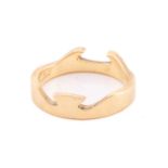 Georg Jensen - 'Fusion' end ring in 18ct yellow gold, comprising a plain band with an undulating