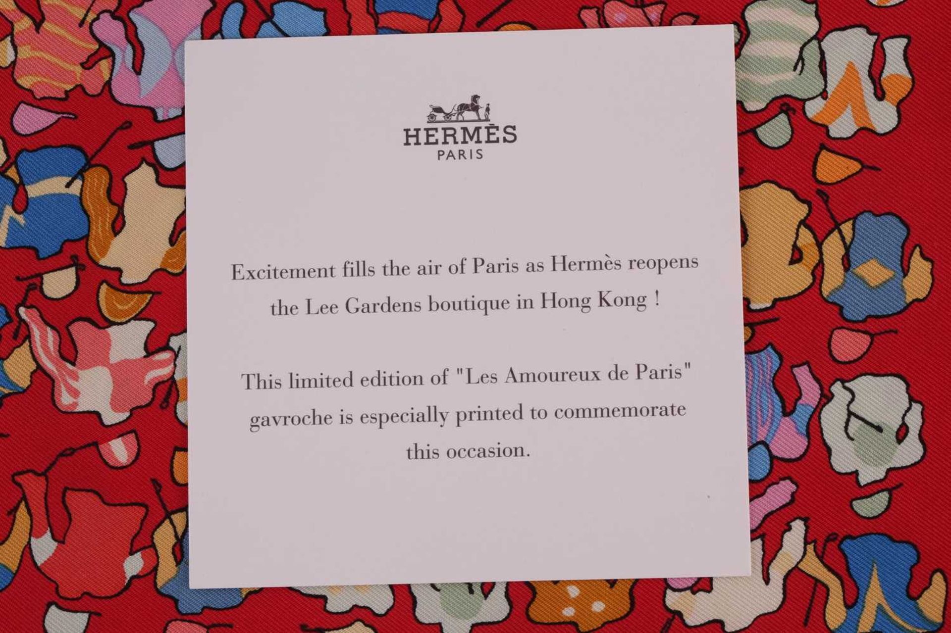 Two Hermes silk scarves; Les Amoreux de Paris limited edition to commemorate Hermes reopening the - Image 11 of 17