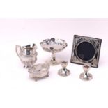 A small collection of silver including a Victorian heavy gauge silver cream jug, Sheffield 1899 by