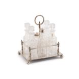 A late Victorian silver six-bottle cruet stand, Sheffield 1893 by Mappin and Webb, of rectangular