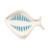 Georg Jensen- A brooch in the form of a fish with turquoise enamel markings, fitted with hinged