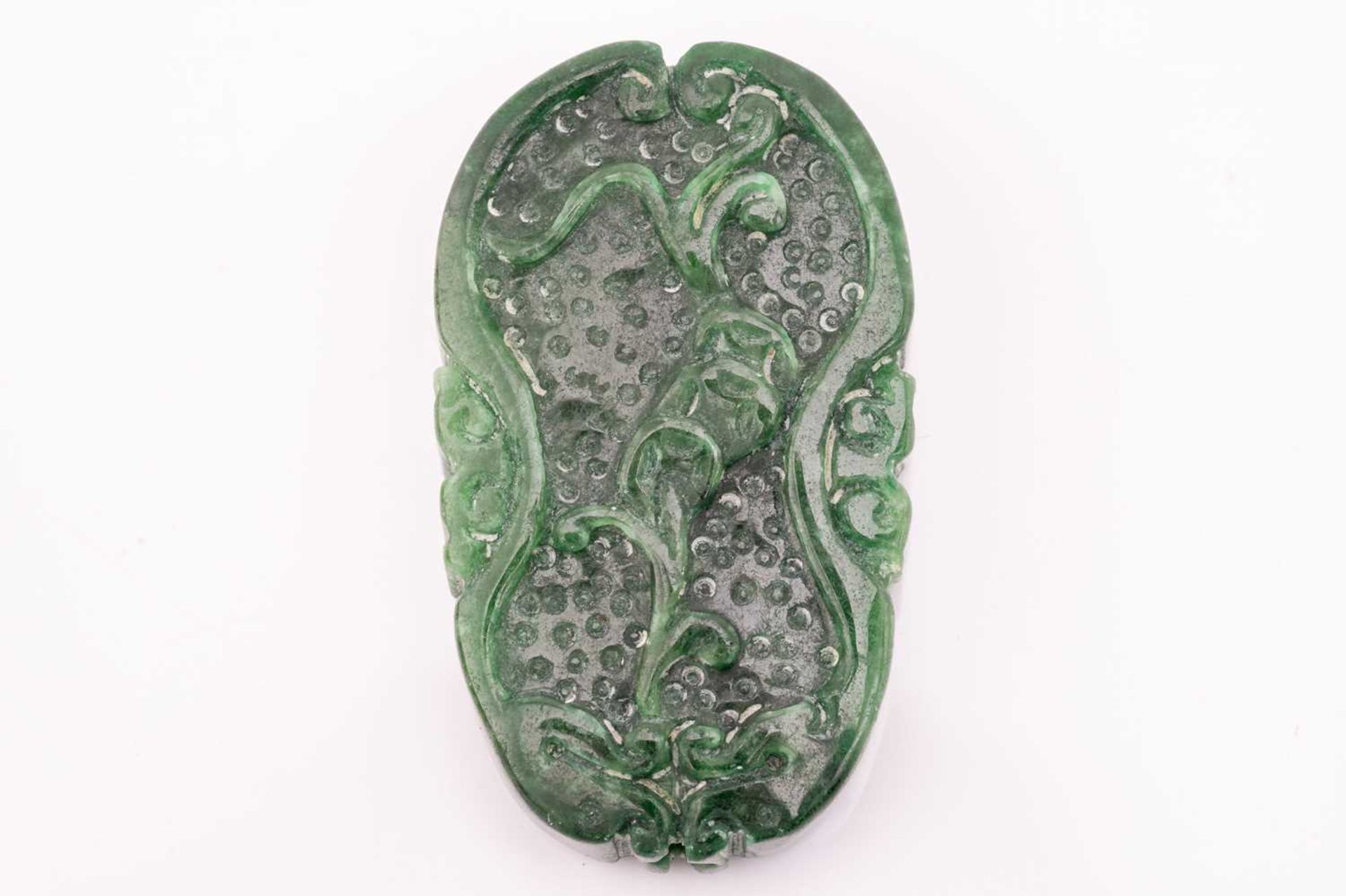 A collection of Chinese jewellery; including a jade ID bracelet, curved carved panel with auspicious - Image 3 of 19