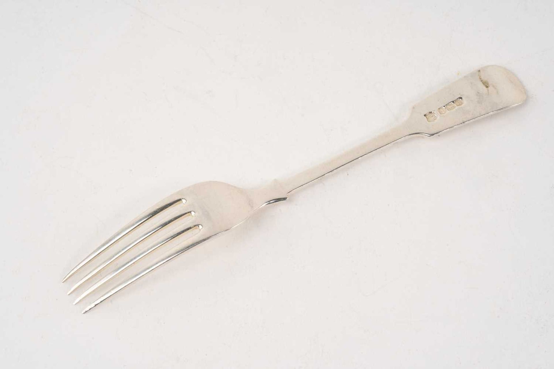 A part canteen of silver fiddle pattern flatware, some with crests engraved to terminals. Mixed - Image 4 of 13