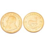 A 1oz 22ct gold South Africa Krugerrand, 1974Almost UNC.