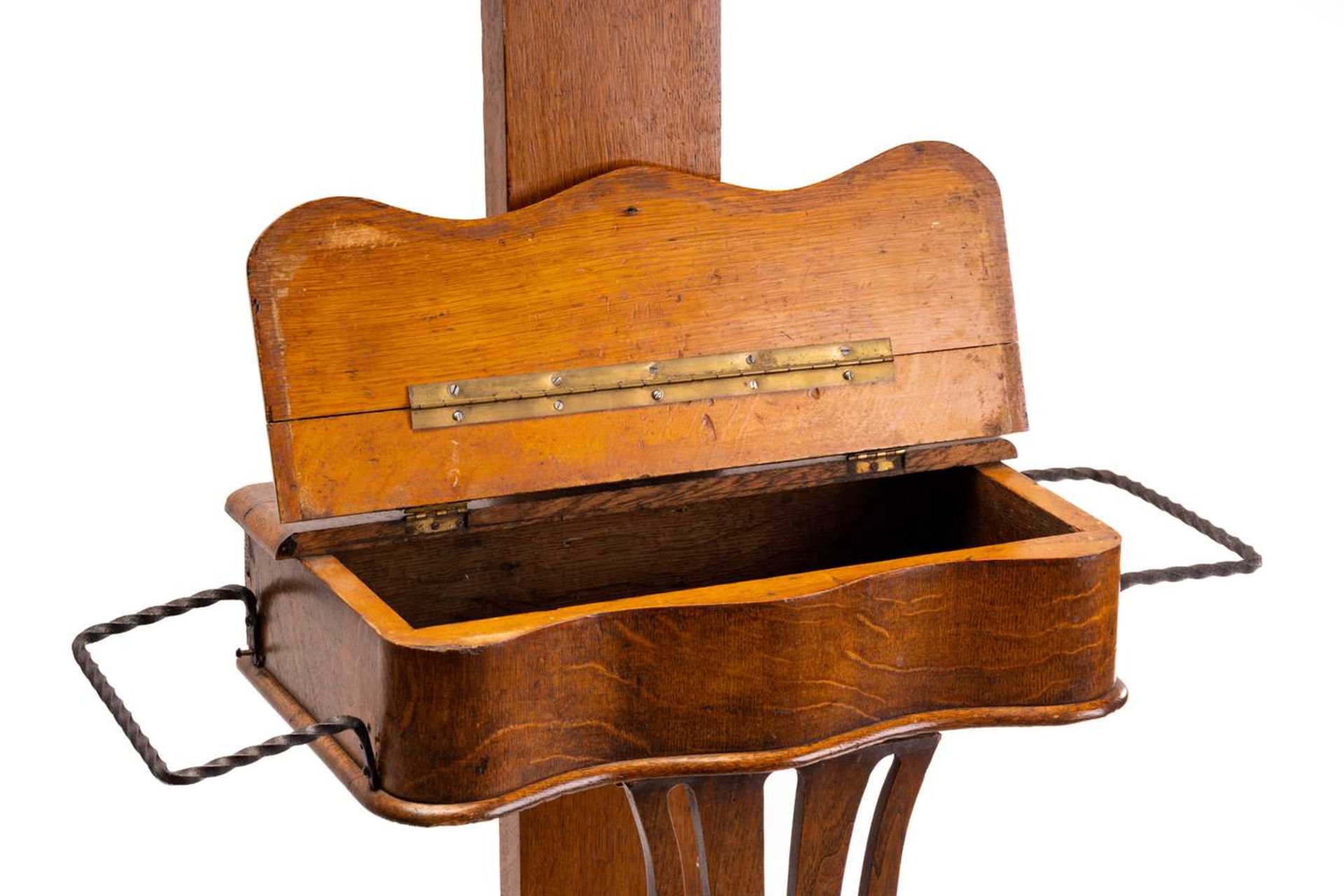 A Victorian golden oak "tree" hall stand with four shaped branches and turned hat and coat pegs - Image 5 of 15