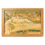 A relief carved wood panel of the Potala Palace, Lhasa, Tibet, inscribed as being carved during