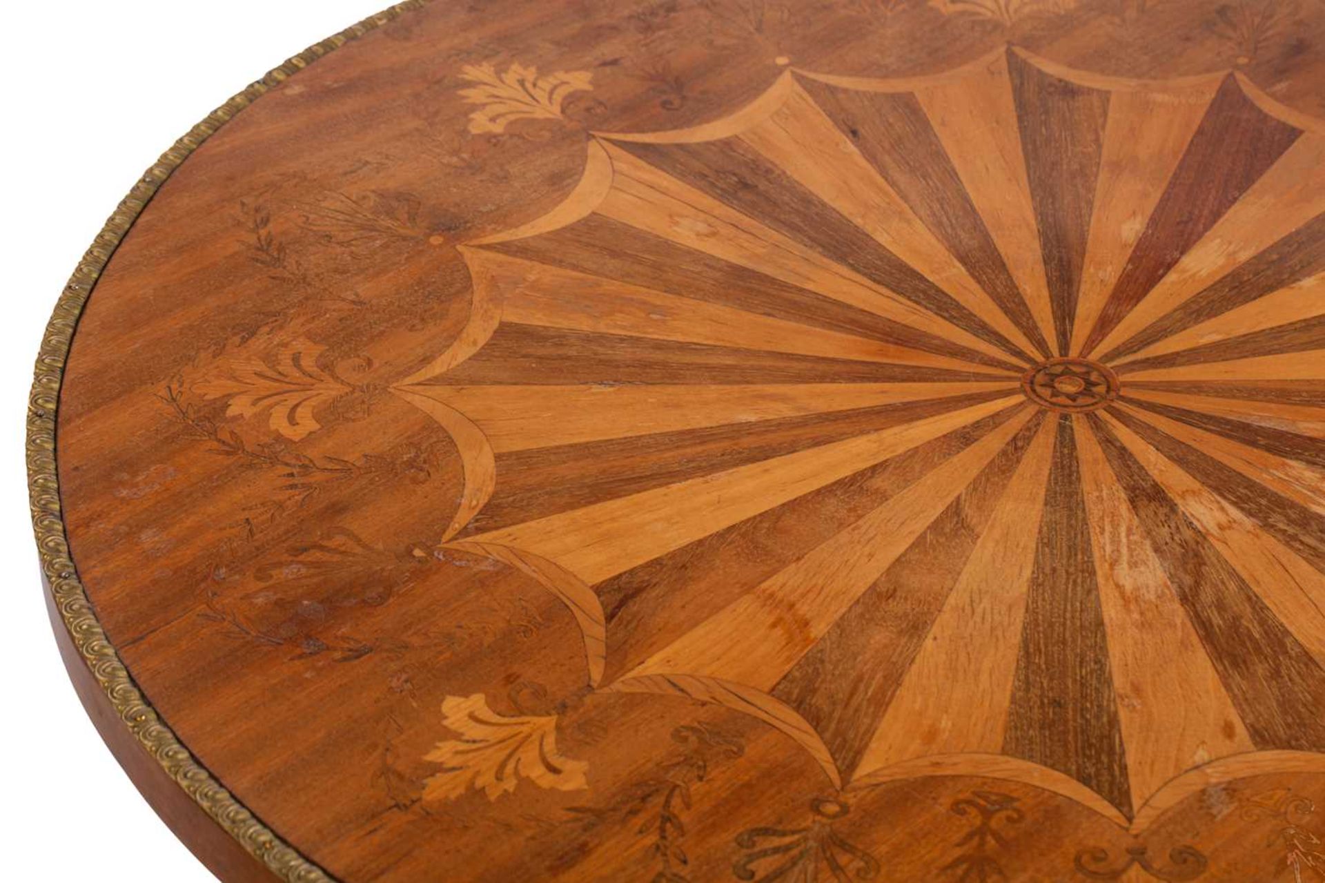 A French Charles X style mahogany gueridon, late 19th century, the circular top with a decorative - Image 5 of 12
