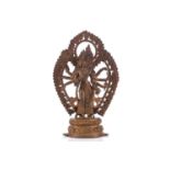 A Nepalese bronze figure of Bodhisattva Avalokiteshvara, early 20th century, the eight armed deity