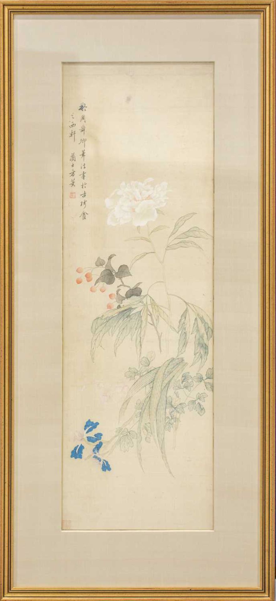 Fang Xun (Chinese, 1736 - 1799) Iris, wallflower, michaelia and peony, signed, watercolour on - Bild 2 aus 15