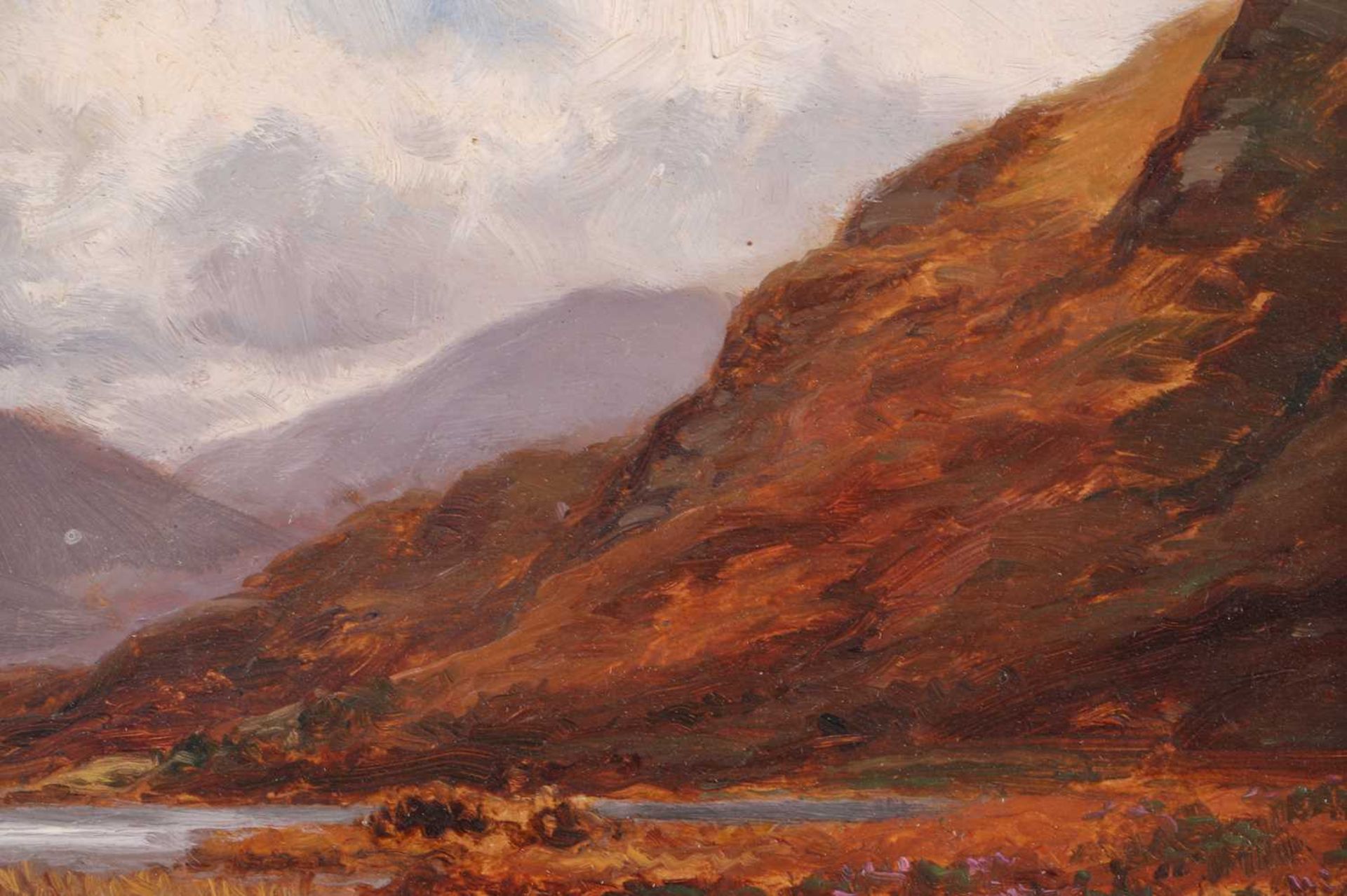 Alexander Williams RHA (1846-1930) Irish, lake and mountain landscape, oil on board, signed to lower - Bild 3 aus 8
