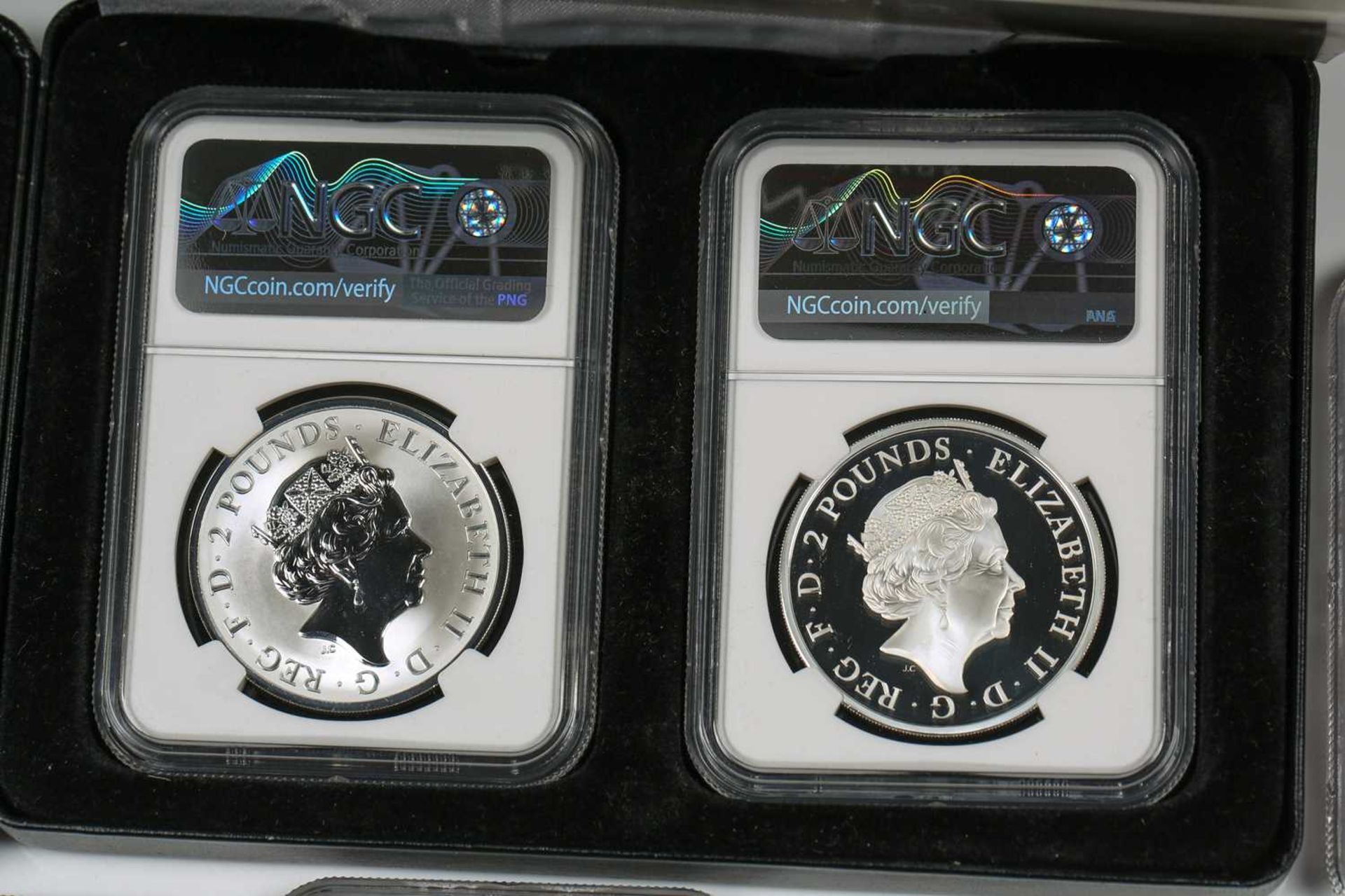 A collection of eleven fine silver proof crown size coins, comprising two coin set Britannia 'The - Image 6 of 14