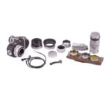 A collection of loose Leica photography accessories to include a Leitz Leica Visoflex, a Leitz Leica