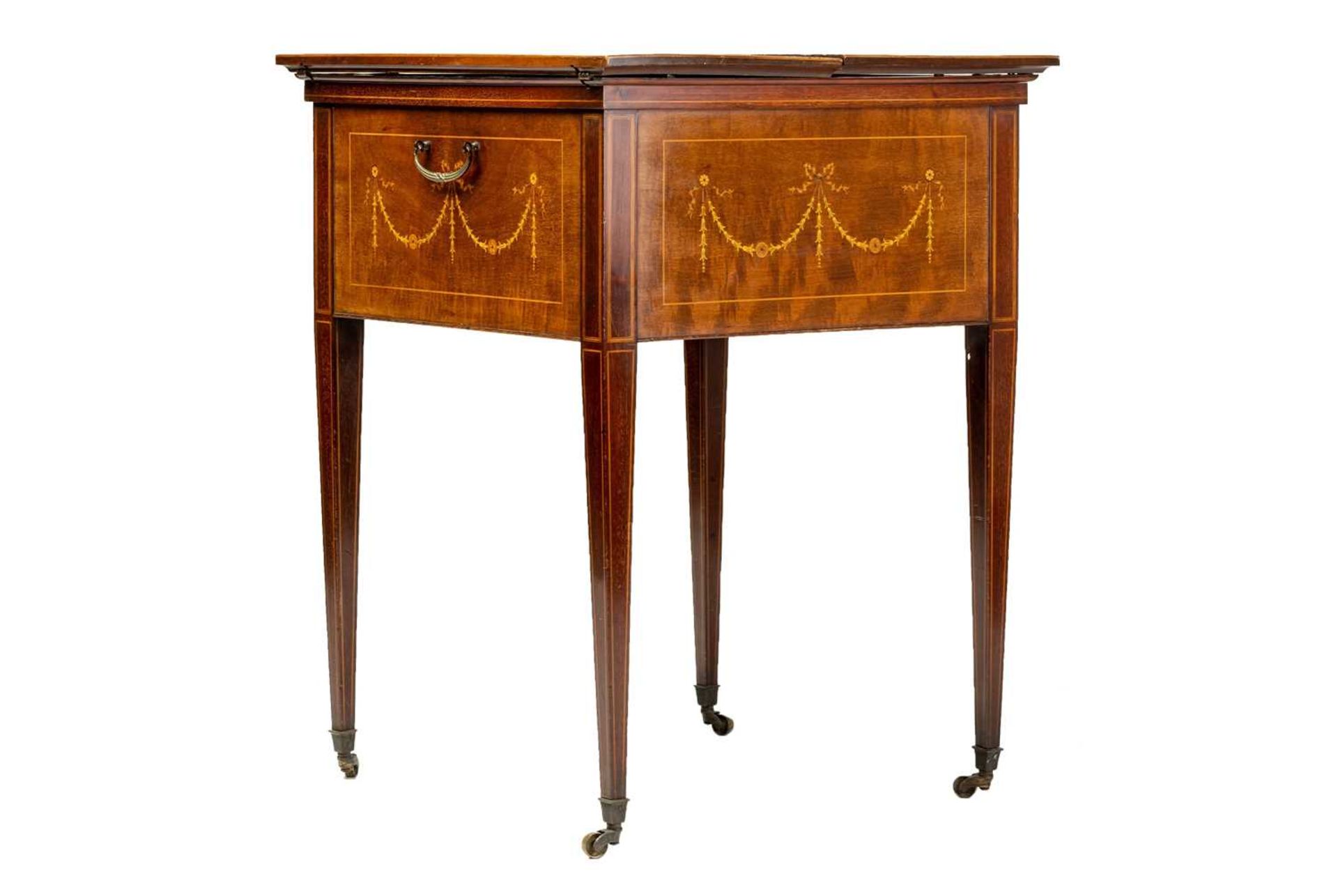 An Edwardian Maple & Co of Tottenham Court Rd, Neo-Classical marquetry inlaid mahogany drinks table, - Image 11 of 19