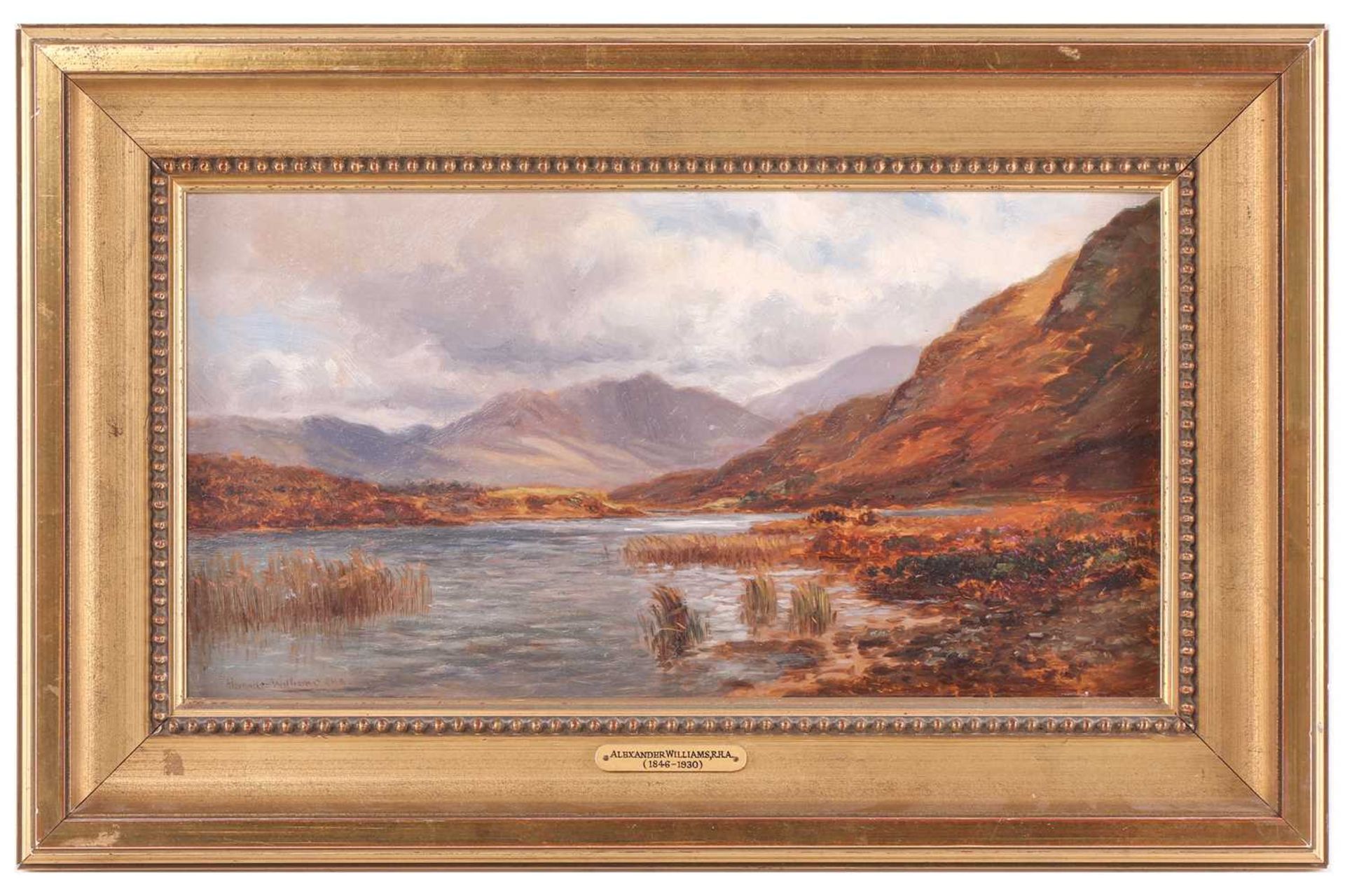 Alexander Williams RHA (1846-1930) Irish, lake and mountain landscape, oil on board, signed to lower - Bild 2 aus 8