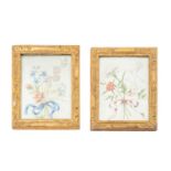 Attributed to Alexander Marshal (c1620 - 1682), Two studies of flowers tied with ribbon, watercolour