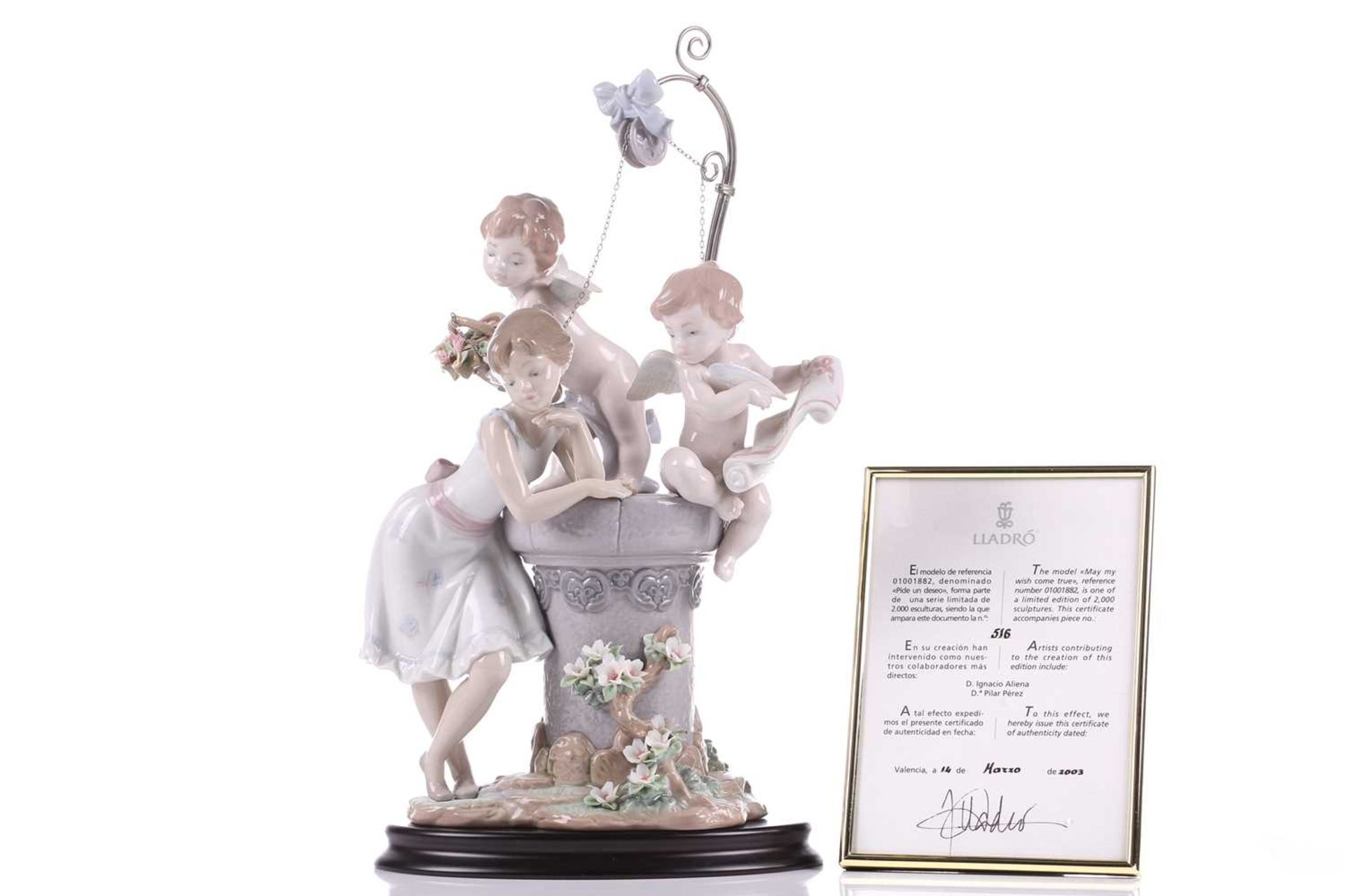 A Lladro porcelain ltd edition 516/2000 figure group "May my wish come true" modelled by the masters