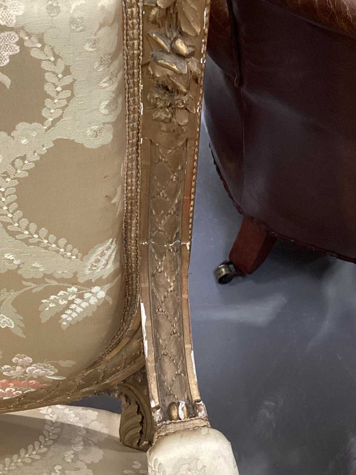 In the manner of George Jacob; a Louis XVI style finely carved wood and gilt gesso fauteuil, late - Image 35 of 35