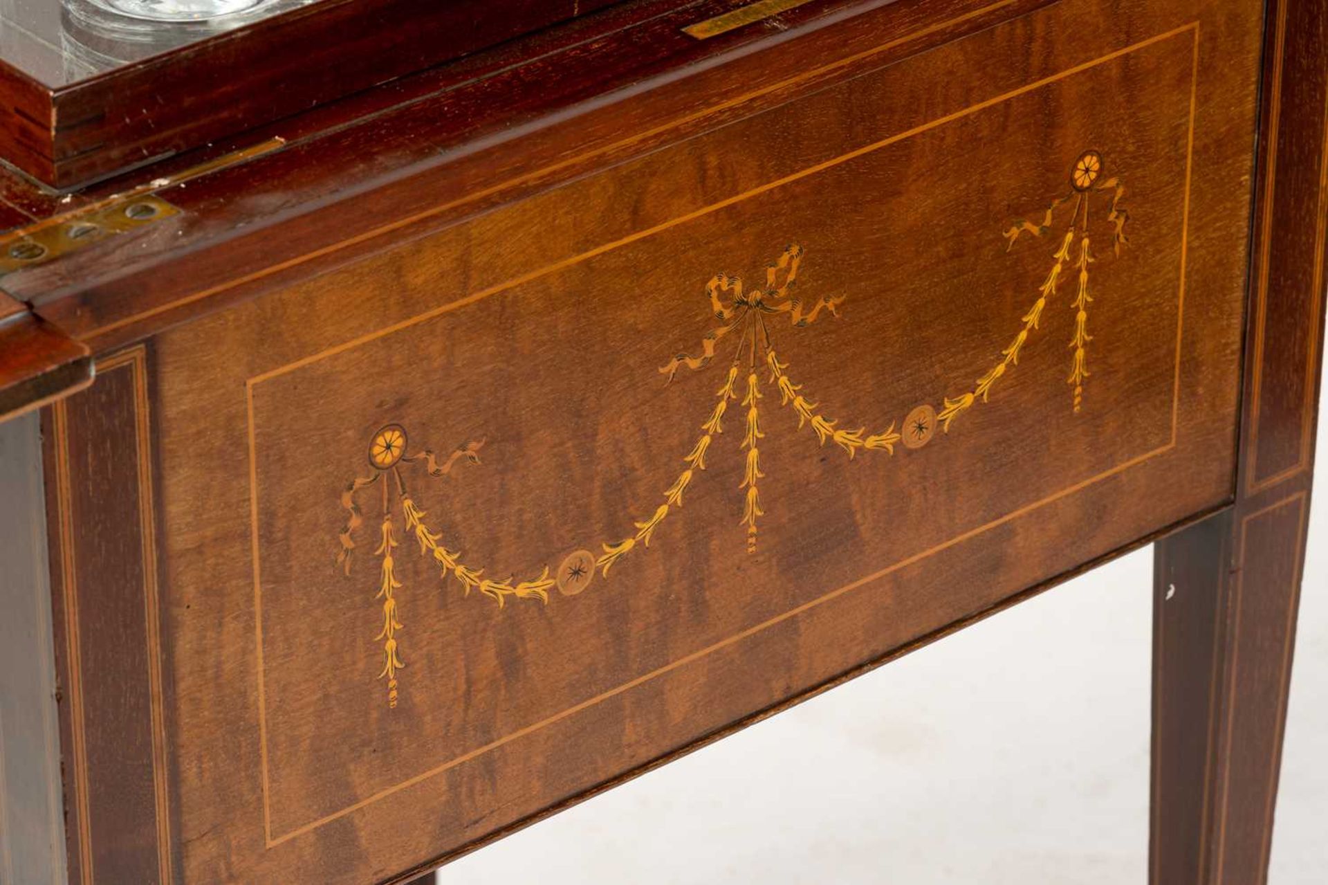 An Edwardian Maple & Co of Tottenham Court Rd, Neo-Classical marquetry inlaid mahogany drinks table, - Image 17 of 19