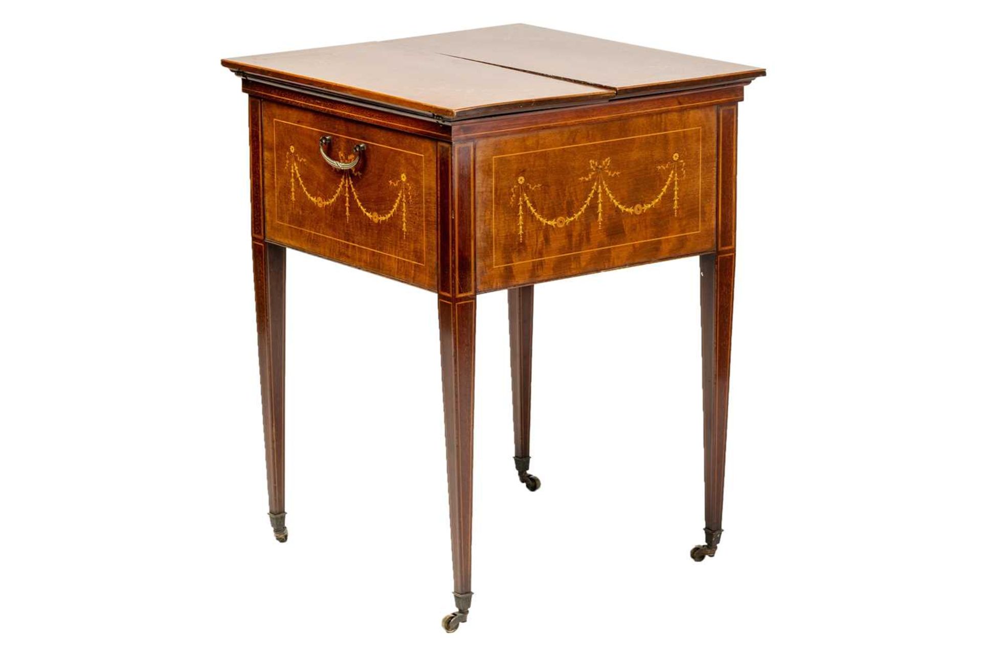 An Edwardian Maple & Co of Tottenham Court Rd, Neo-Classical marquetry inlaid mahogany drinks table, - Image 9 of 19