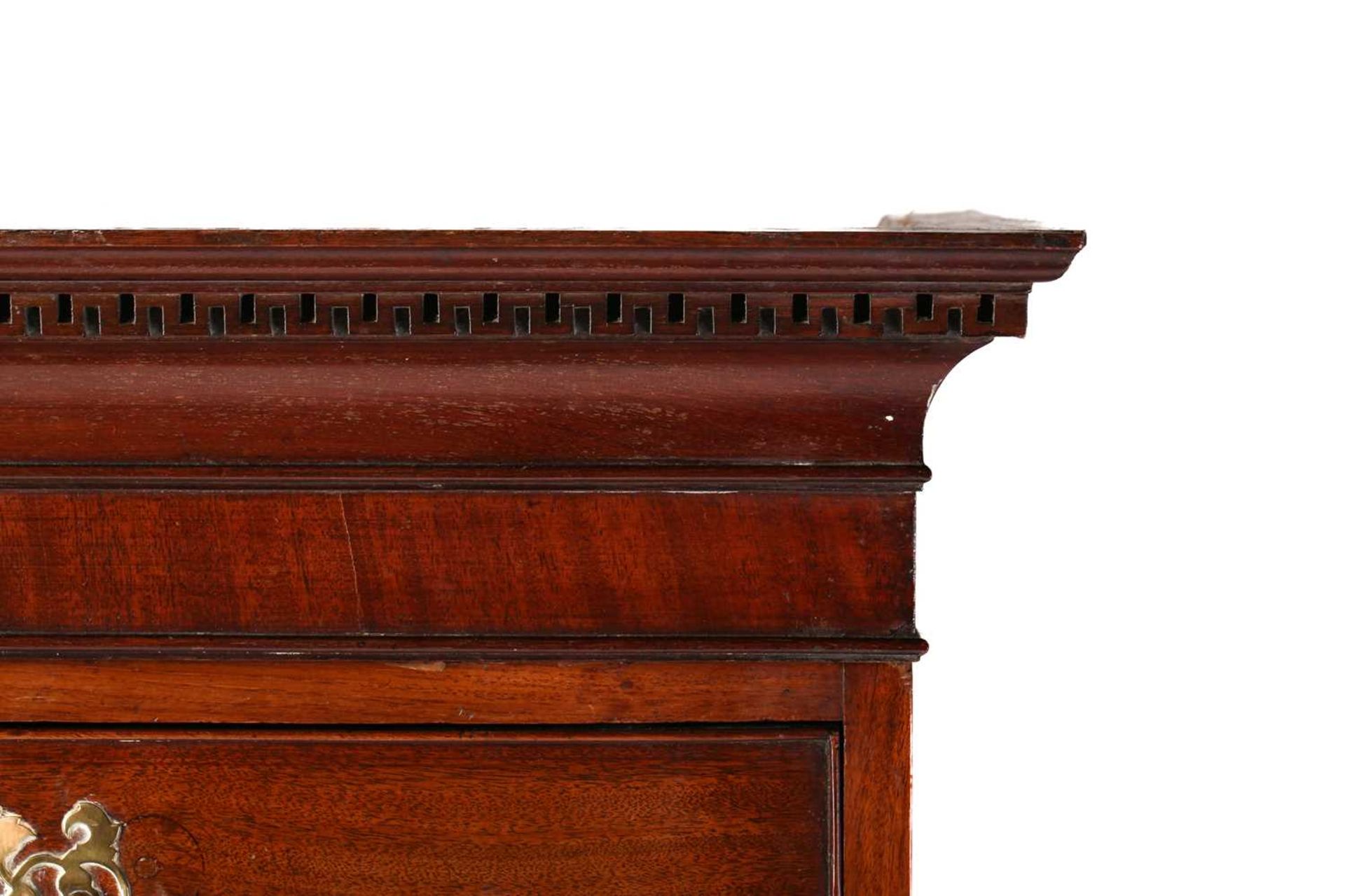 A George III mahogany chest on chest, the upper section with two short over three long drawers and - Image 2 of 8
