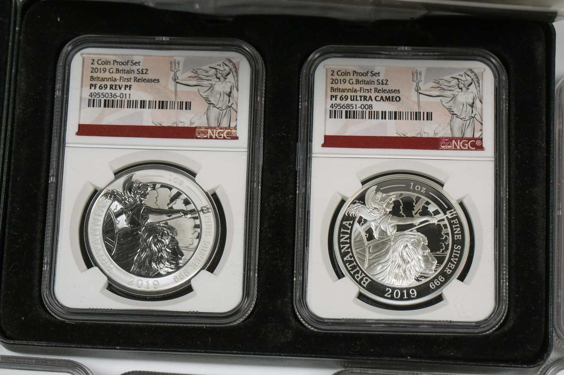 A collection of eleven fine silver proof crown size coins, comprising two coin set Britannia 'The - Image 11 of 14