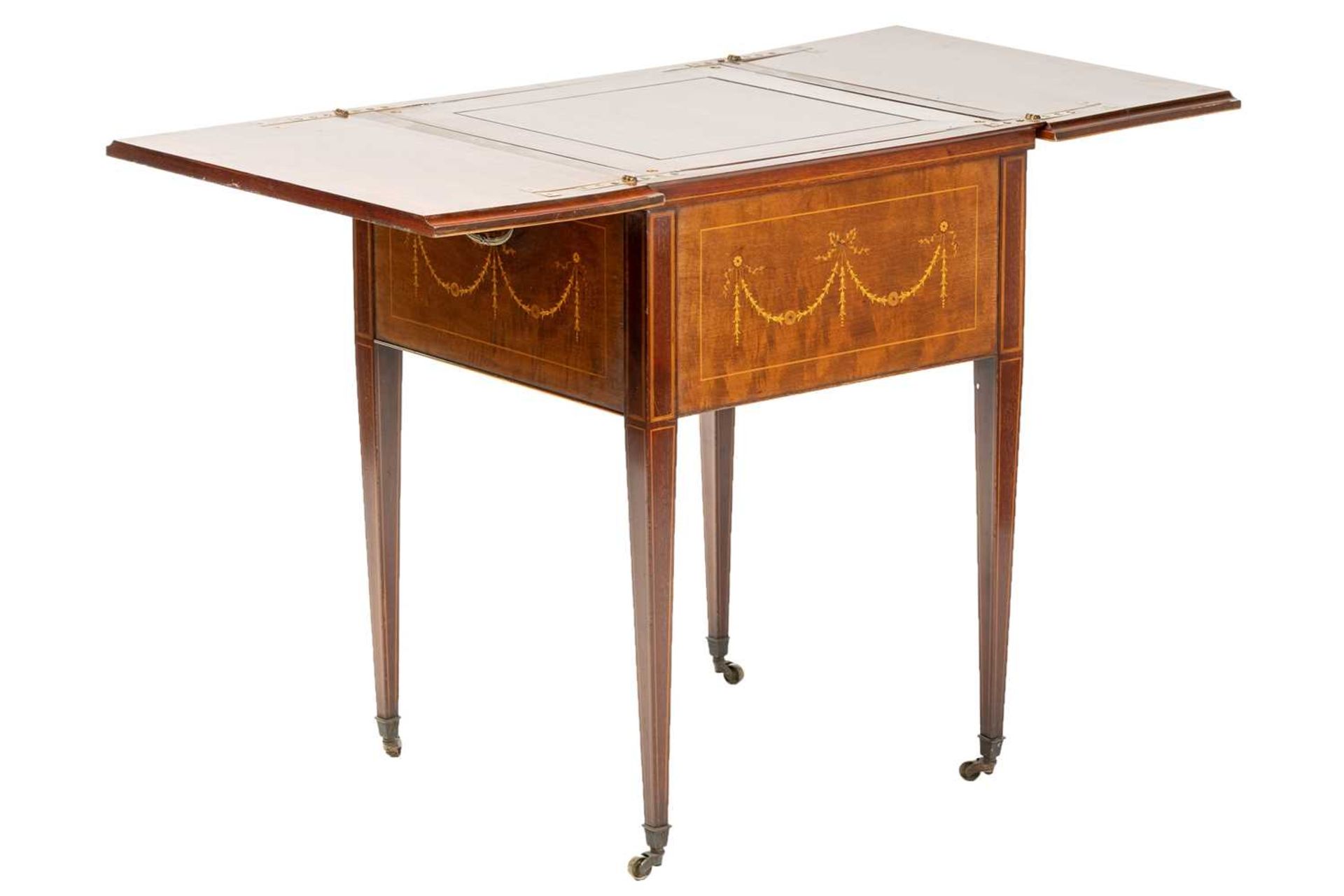 An Edwardian Maple & Co of Tottenham Court Rd, Neo-Classical marquetry inlaid mahogany drinks table, - Image 6 of 19