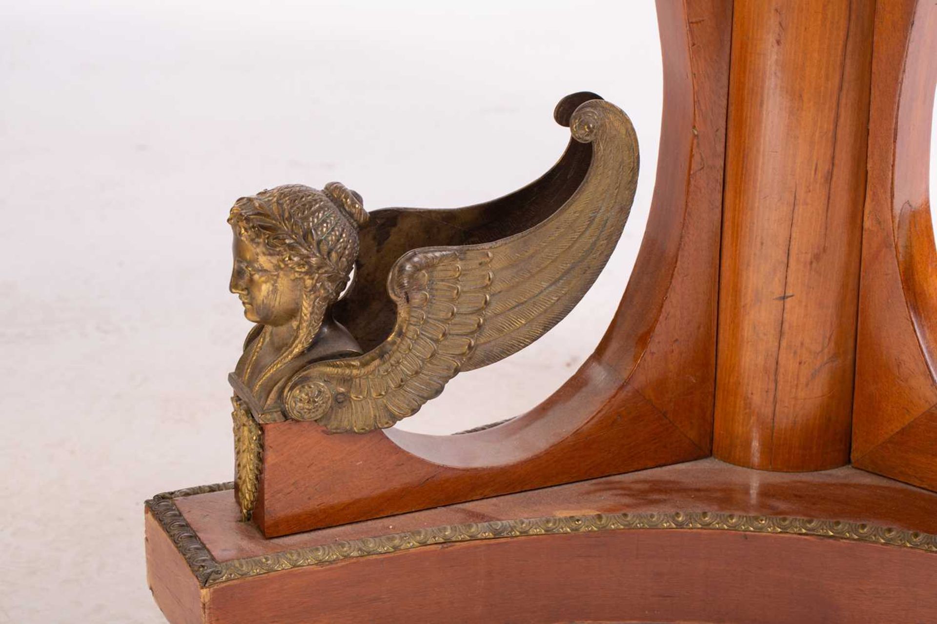 A French Charles X style mahogany gueridon, late 19th century, the circular top with a decorative - Image 7 of 12