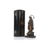 A Japanese portable shrine, Zushi, Edo period, the interior with a carved and parcel gilt standing