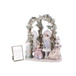 A large and impressive Ltd edition 587/2000 Lladro porcelain figure group "Tea in the garden"