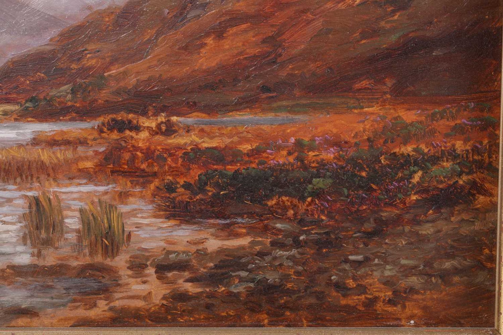 Alexander Williams RHA (1846-1930) Irish, lake and mountain landscape, oil on board, signed to lower - Bild 5 aus 8