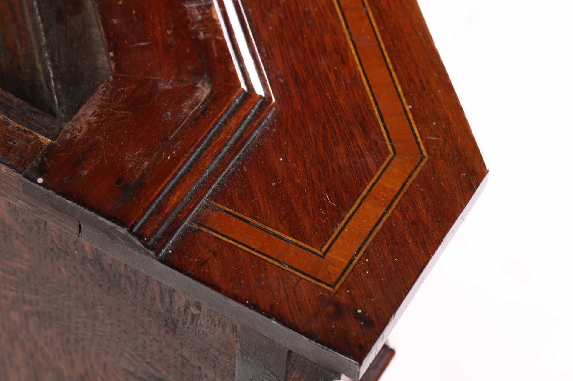 An Edwardian mahogany and Neo-Classical marquetry inlaid freestanding corner display cabinet, in the - Image 13 of 15