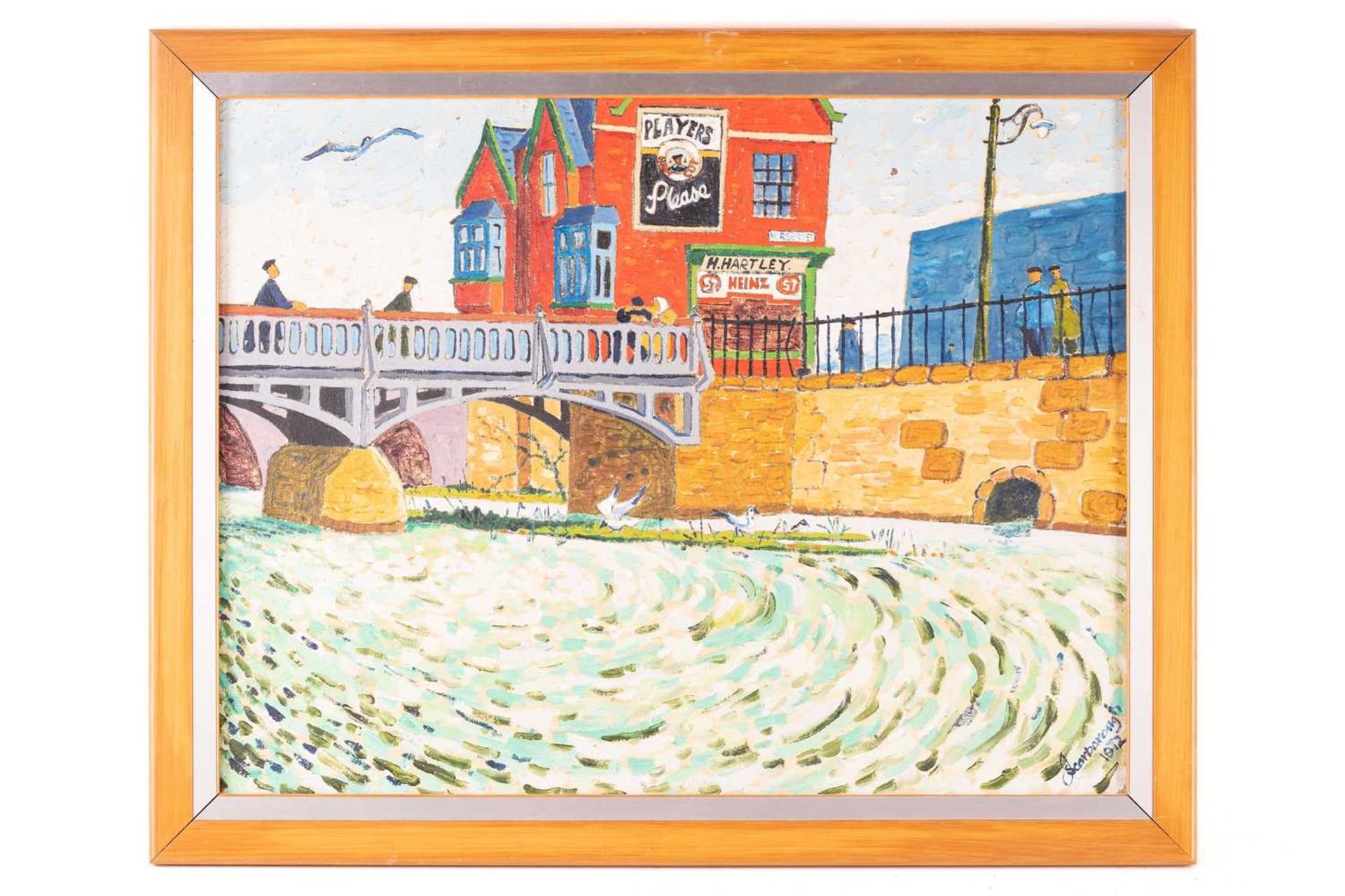 Joe Scarborough (b.1938), 'The Bridge at Nursery Street', signed and dated 1972, oil on canvas,