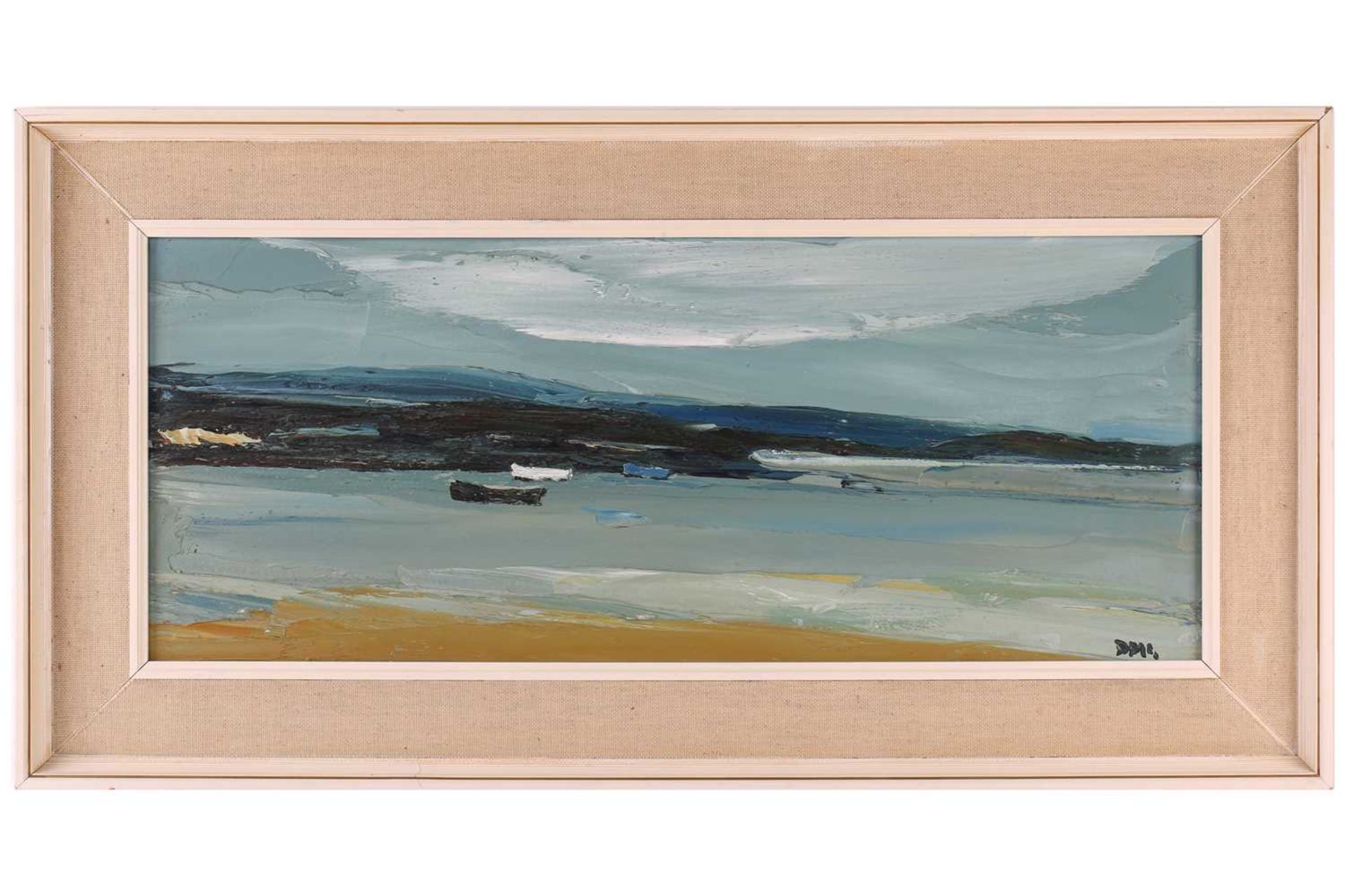 Donald McIntyre (1923-2009) British, 'The Estuary', oil on board, monogram signature to lower