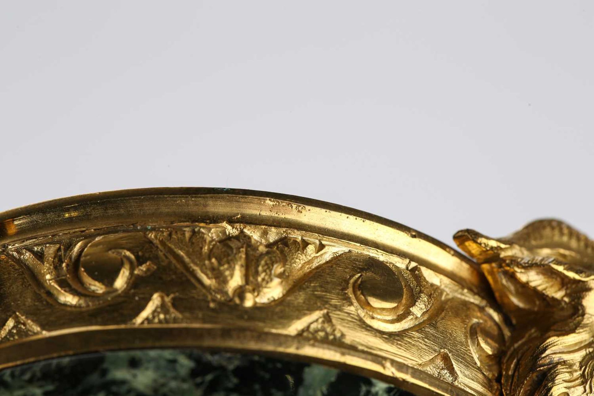 A fine pair of Louis XVI style ormolu and variegated green marble cassolettes of classical urn form, - Image 6 of 14