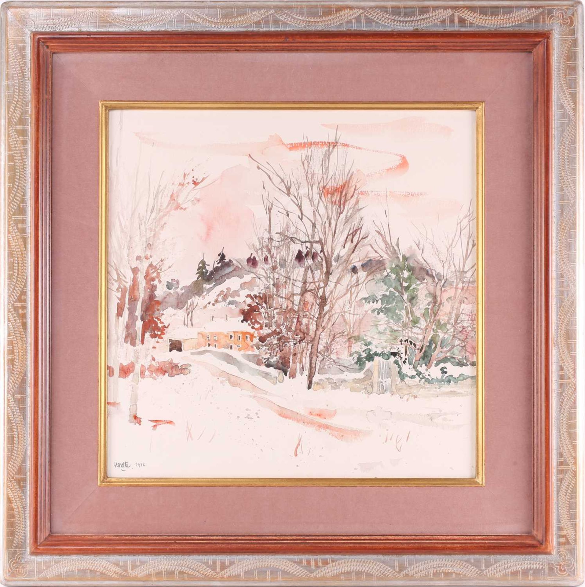 George Hosotte (b 1936 French), Neige à Saint Moré, signed and dated 1986, inscribed verso, - Image 2 of 13