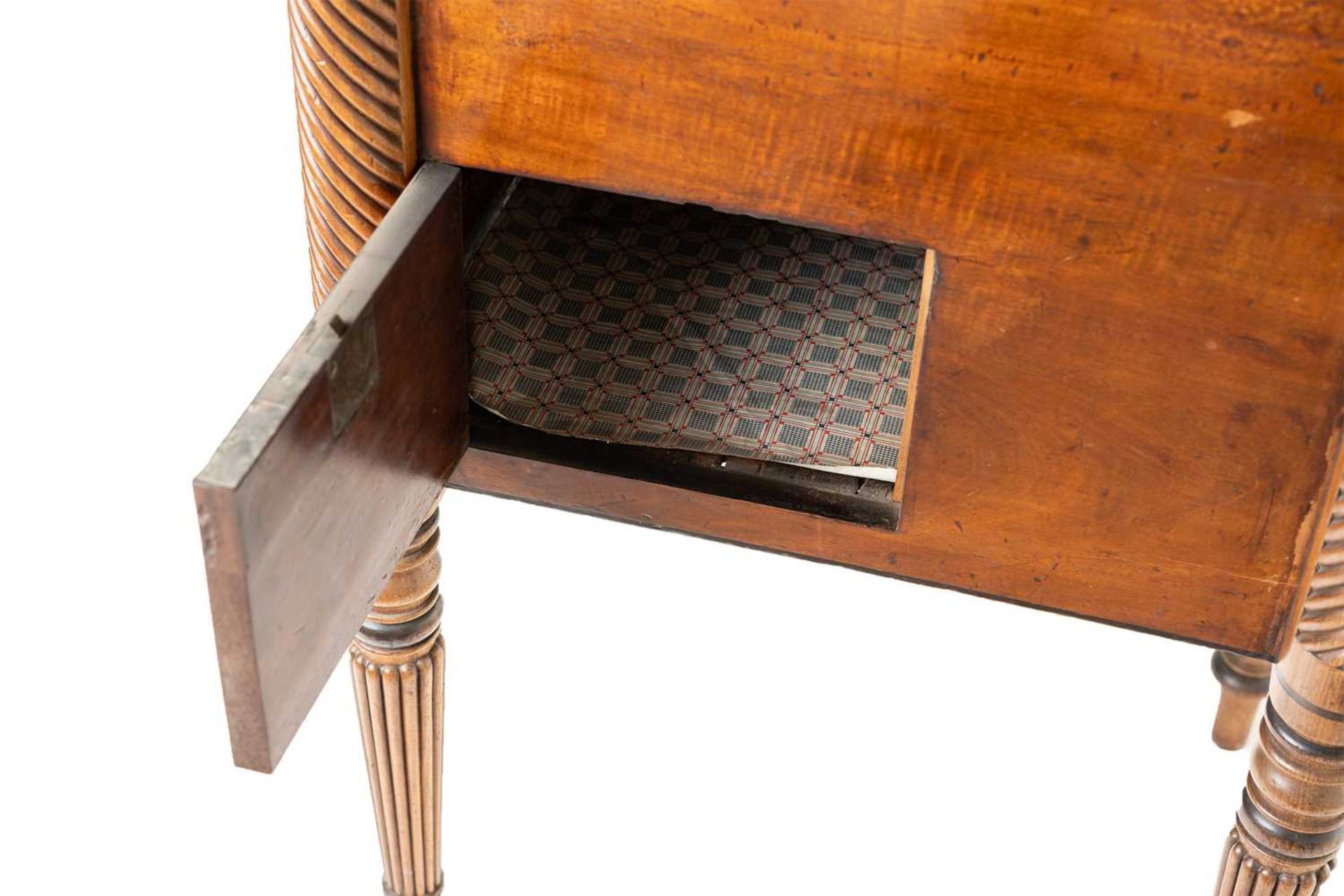 A Regency mahogany sideboard, the rectangular top with rounded corners and ebony strung edge over - Image 8 of 17