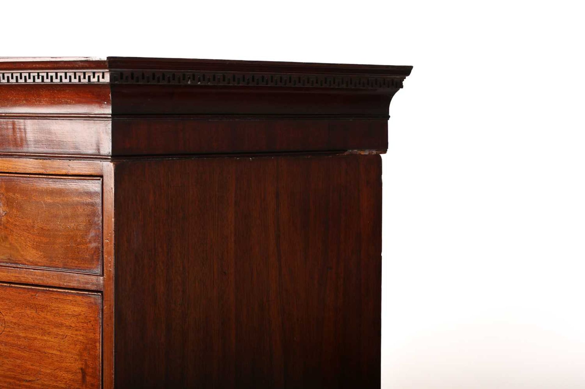 A George III mahogany chest on chest, the upper section with two short over three long drawers and - Image 3 of 8