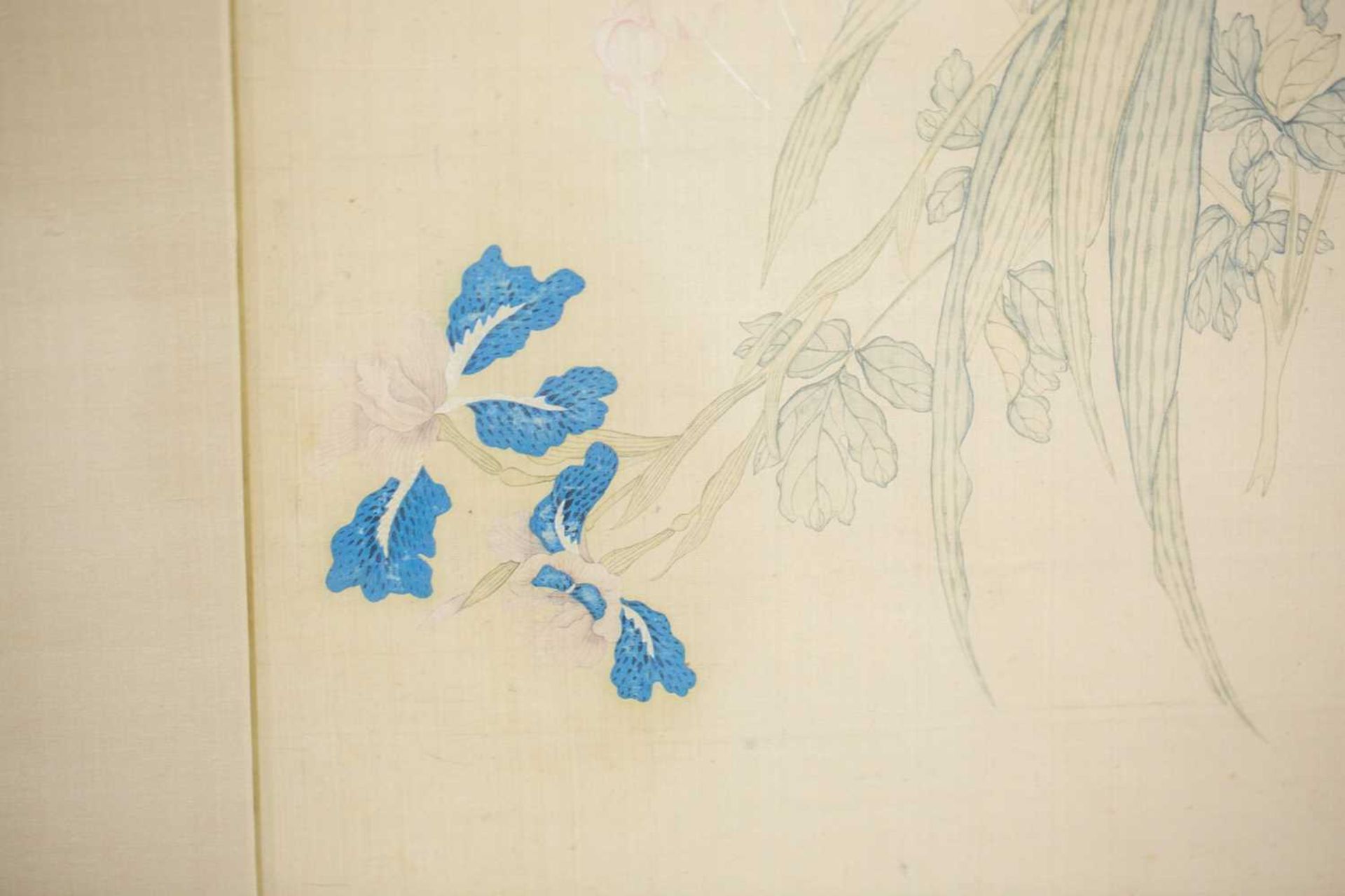 Fang Xun (Chinese, 1736 - 1799) Iris, wallflower, michaelia and peony, signed, watercolour on - Bild 4 aus 15