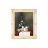 Peter Kotka (b.1951), 'Rhone with Fruit & Cheese', 1997, still life oil on canvas, 49.5 cm x 39 cm