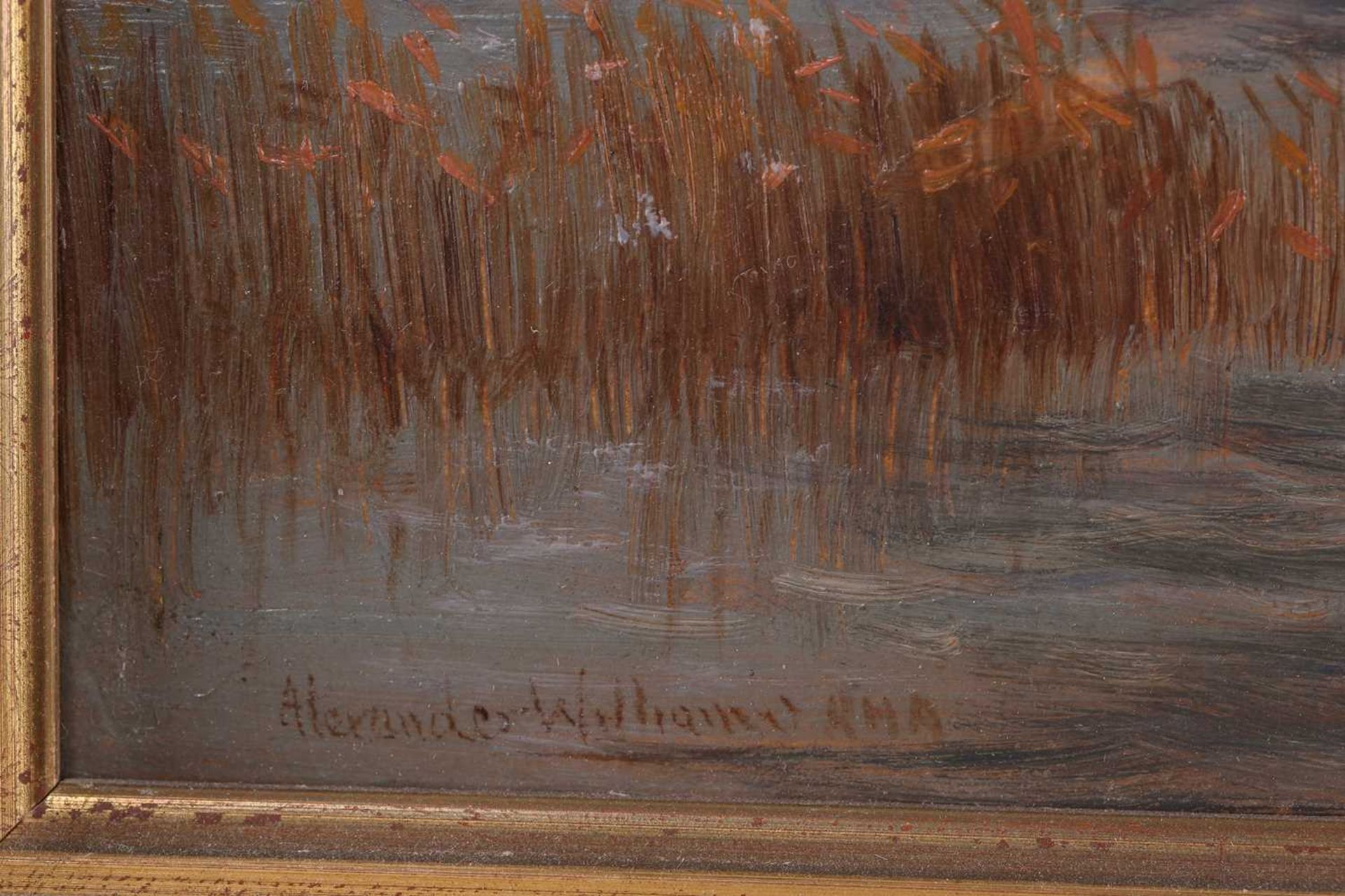 Alexander Williams RHA (1846-1930) Irish, lake and mountain landscape, oil on board, signed to lower - Bild 6 aus 8