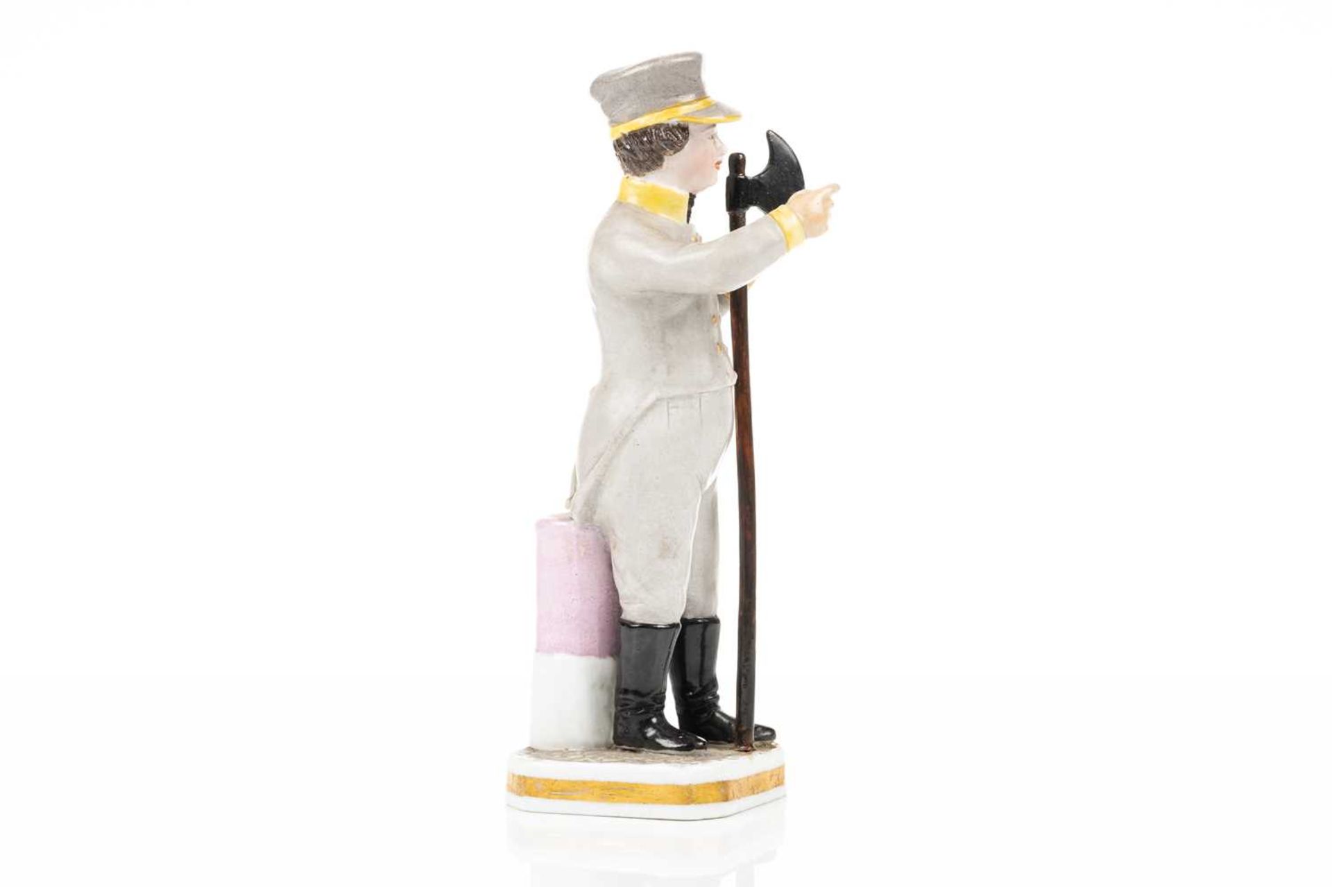 A Russian Gardner porcelain figure of a City Guard, 1820s, from the Magic Lantern series, 16 cm - Image 3 of 10