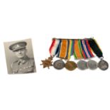 A WWI and WWII medal group, comprising a 1914-15 Star, a WW1 Campaign and a Victory medal, each