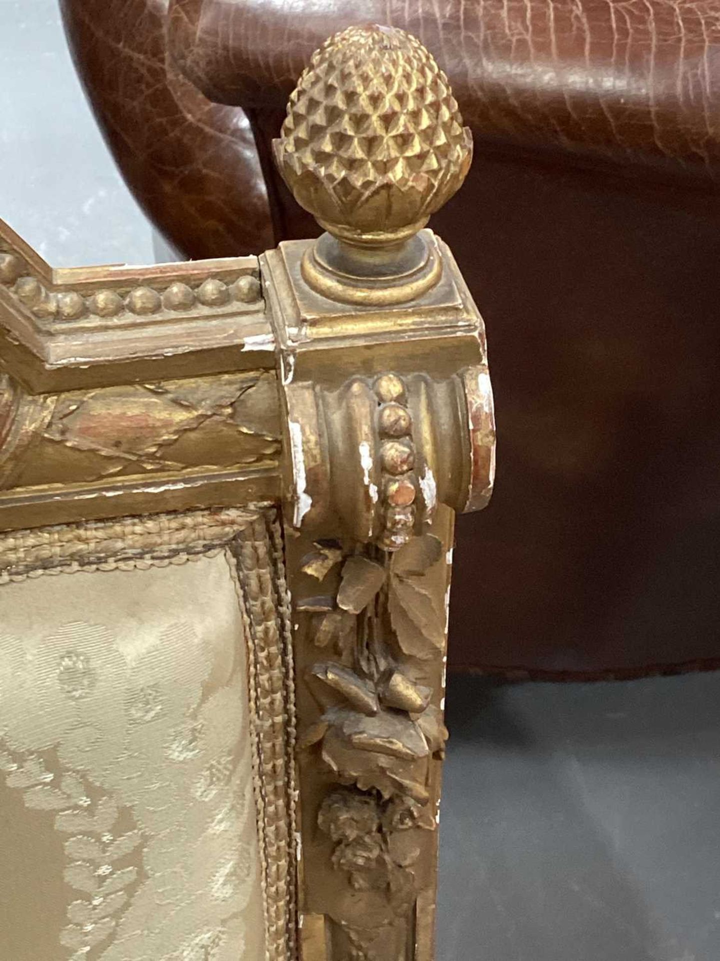 In the manner of George Jacob; a Louis XVI style finely carved wood and gilt gesso fauteuil, late - Image 24 of 35