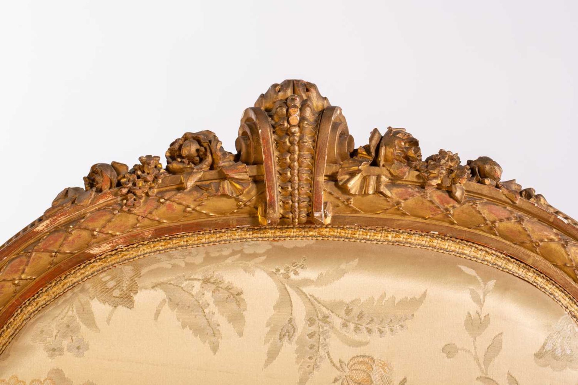 In the manner of George Jacob; a Louis XVI style finely carved wood and gilt gesso fauteuil, late - Image 5 of 35