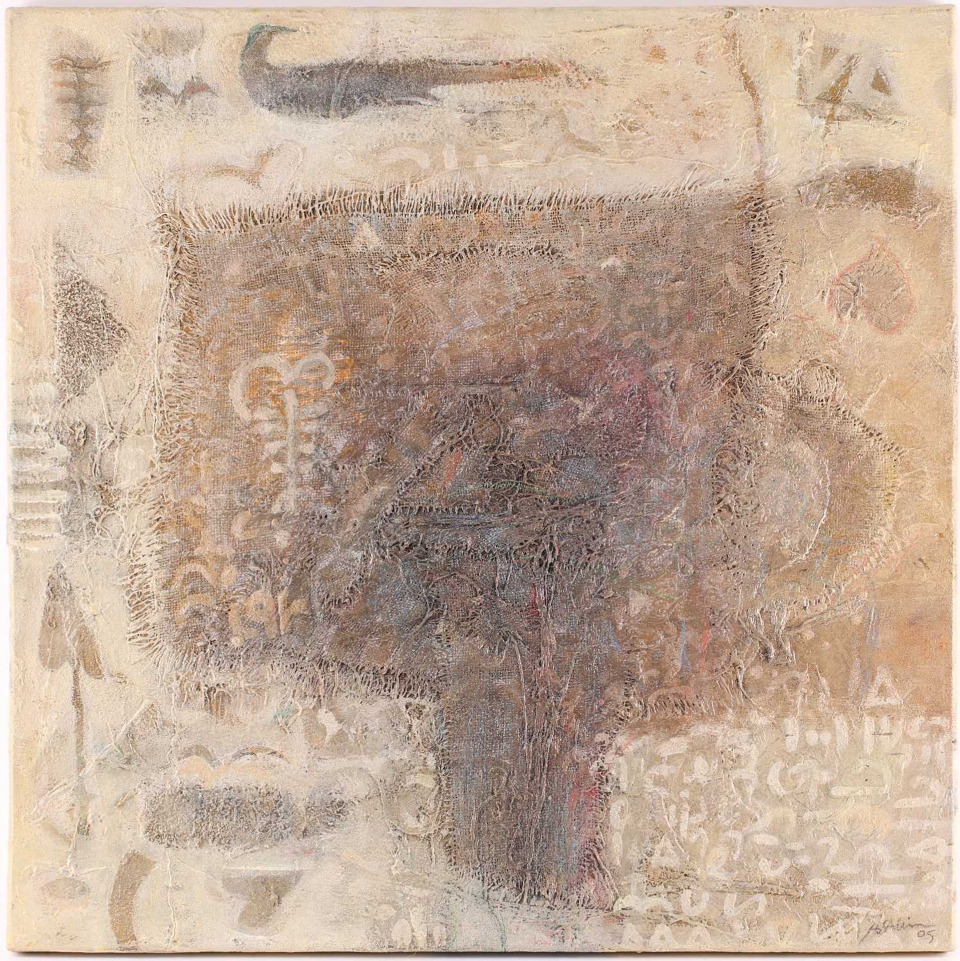 Hussein Salim (b.1966) Sudanese, two abstract studies on canvas, mixed media, 75 cm x 80 cm and 75 - Bild 6 aus 20