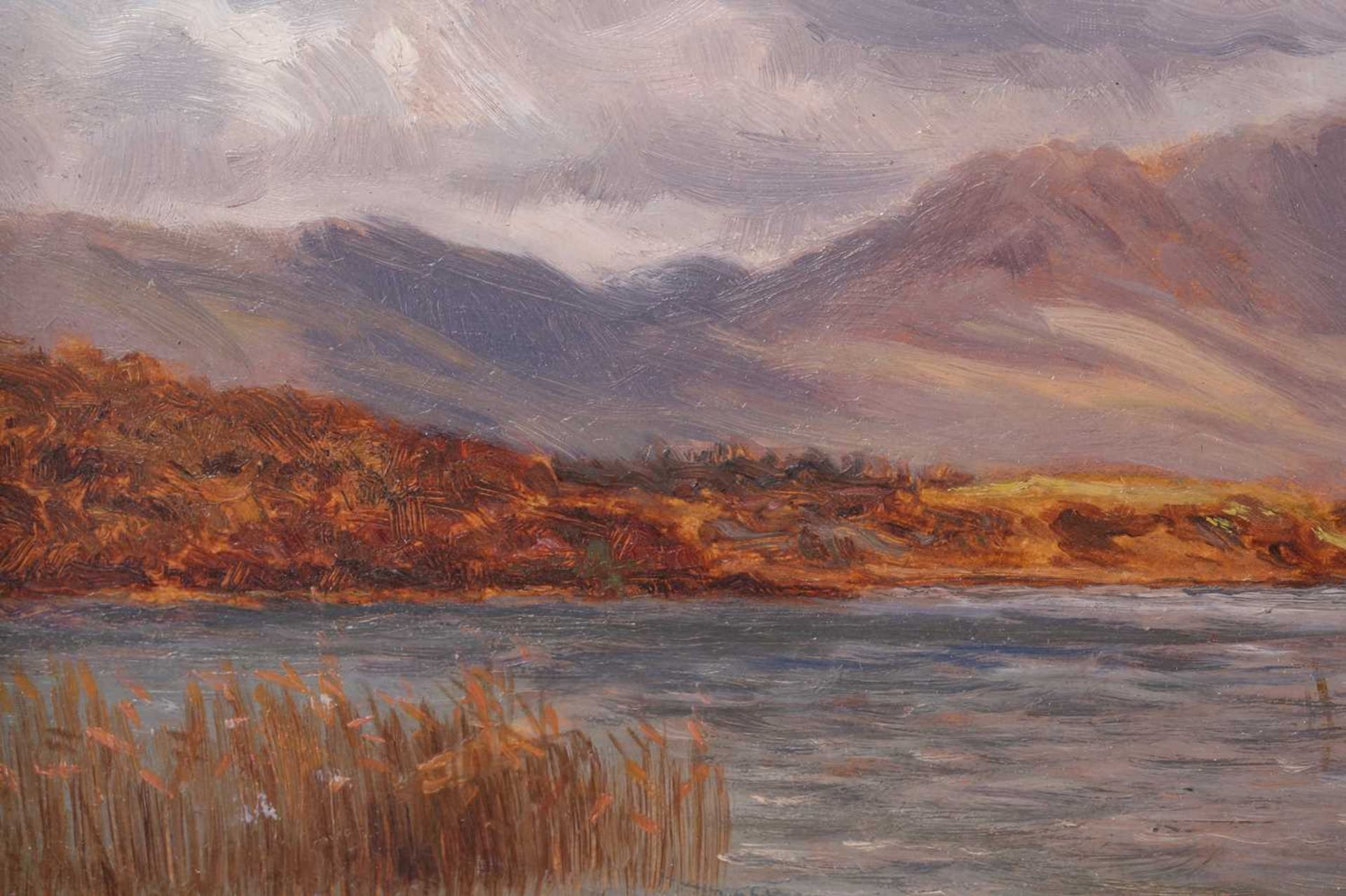 Alexander Williams RHA (1846-1930) Irish, lake and mountain landscape, oil on board, signed to lower - Bild 4 aus 8
